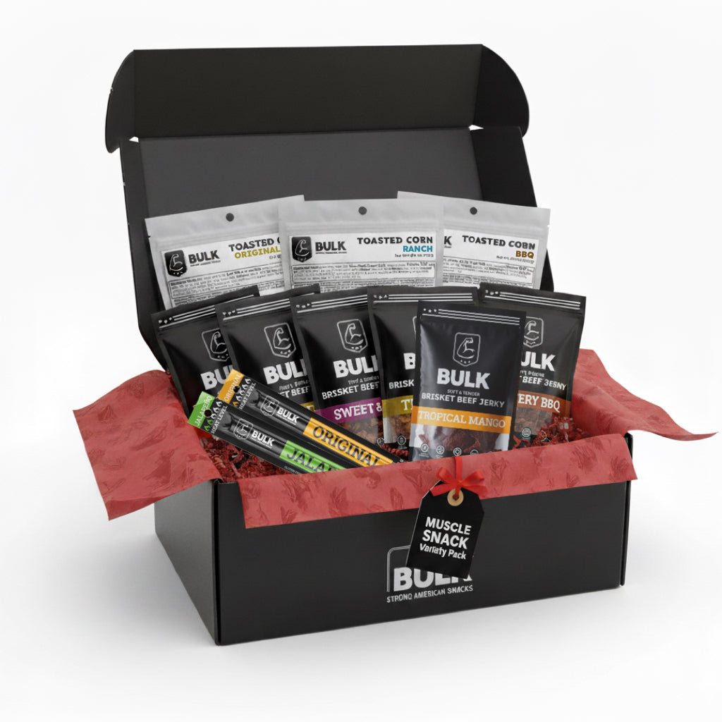 Muscle Snack Pack – 6 Briskets, 3 Toasted Corn, 2 Meat Sticks