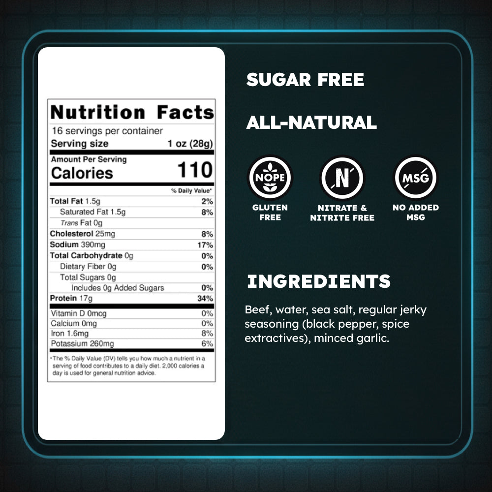 Texas Style Sugar Free Slabs Garlic Beef Jerky